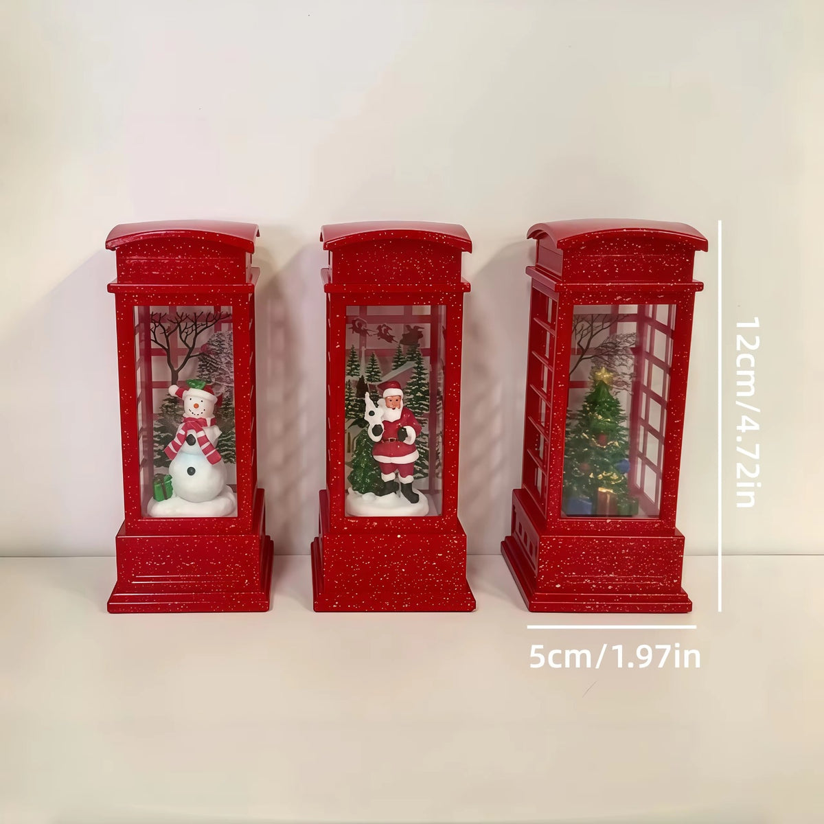 Christmas Telephone Lantern with Snowman & Tree