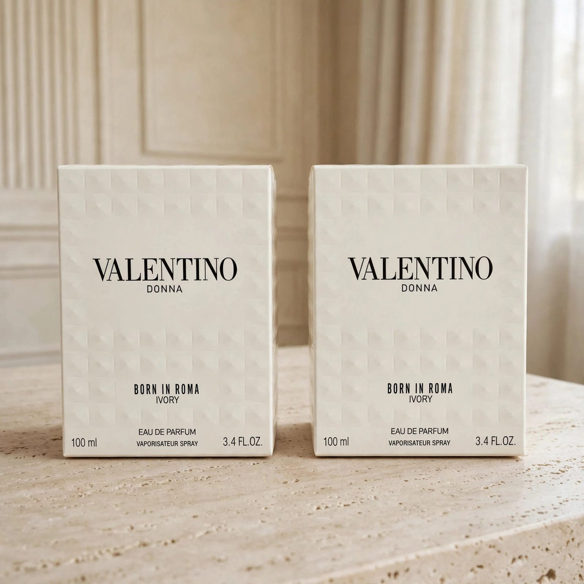 Valentino Donna Born In Roma Ivory EDP 100ml - 2 Pack | White Floral Vanilla Luxury Perfume For Women | 200ml Value