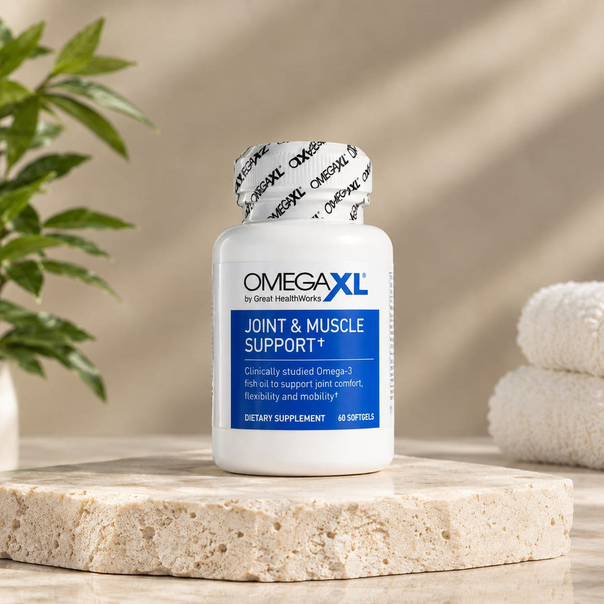OmegaXL Joint & Muscle Support by Great HealthWorks - Clinically Studied Omega-3 Fish Oil - 60 Softgels | Supports Joint Comfort & Mobility