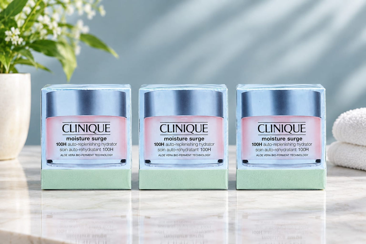Clinique Moisture Surge 100H Auto-Replenishing Hydrator - Aloe Vera Bio-Ferment Technology - 3 Pack Bundle