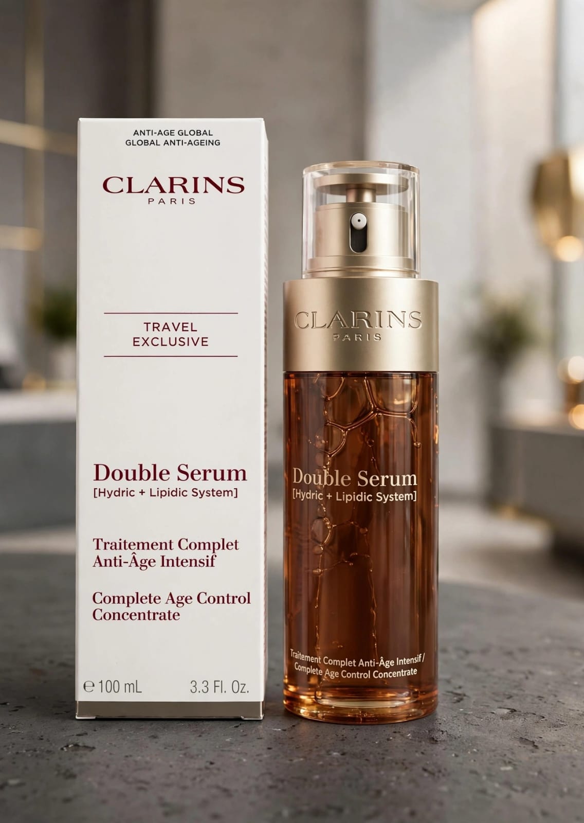 Clarins Double Serum Complete Age Control Concentrate 100ml / 3.3 FL.OZ. Travel Exclusive