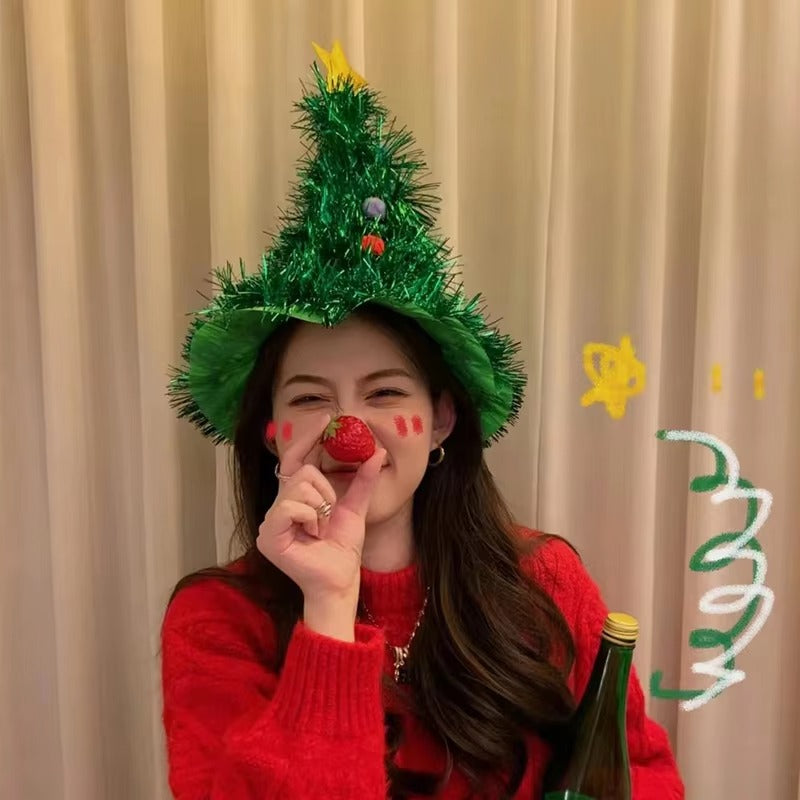 Ins Christmas Tree Hat New Year Decoration Xmas Headwear Cute Christmas Headband Party Costume Hats Christmas PhotoProp
