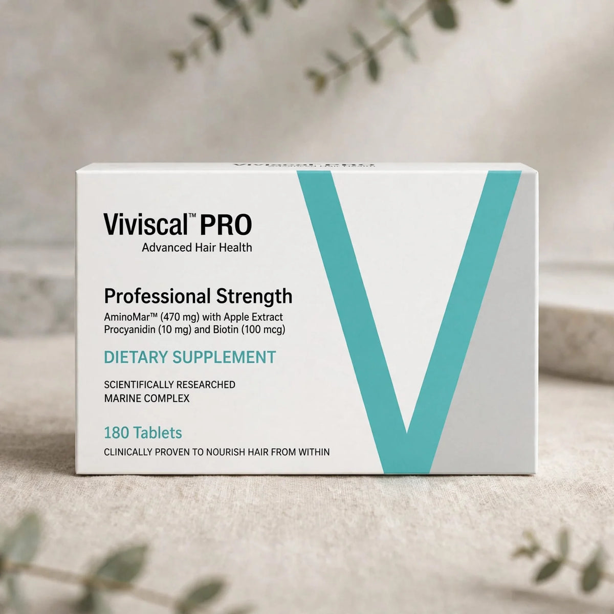 Viviscal PRO Professional Strength - Advanced Hair Health - 180 Tablets - AminoMar with Biotin & Apple Extract - Clinically Proven Marine Complex