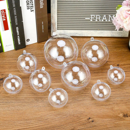 10PCS Clear Plastic Christmas Ball Ornaments - DIY Fillable Baubles