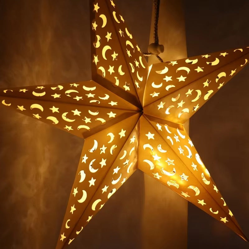 3PCS Paper Star Lantern Lights - Ramadan Eid and Christmas Decor