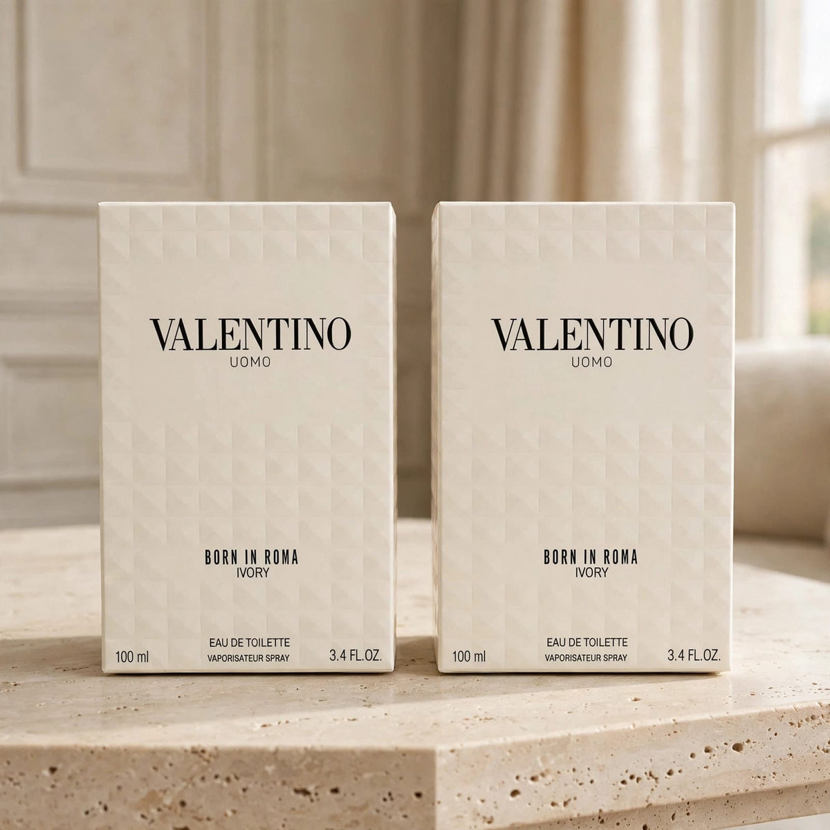 Valentino Uomo Born In Roma Ivory EDT 100ml - 2 Pack | Fresh Lavender Vanilla Cologne For Men | 200ml
