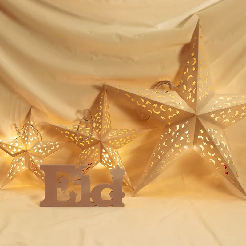 3PCS Paper Star Lantern Lights - Ramadan Eid and Christmas Decor