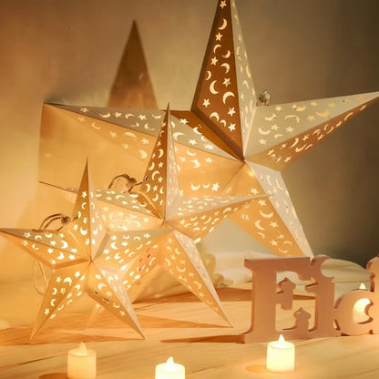 3PCS Paper Star Lantern Lights - Ramadan Eid and Christmas Decor