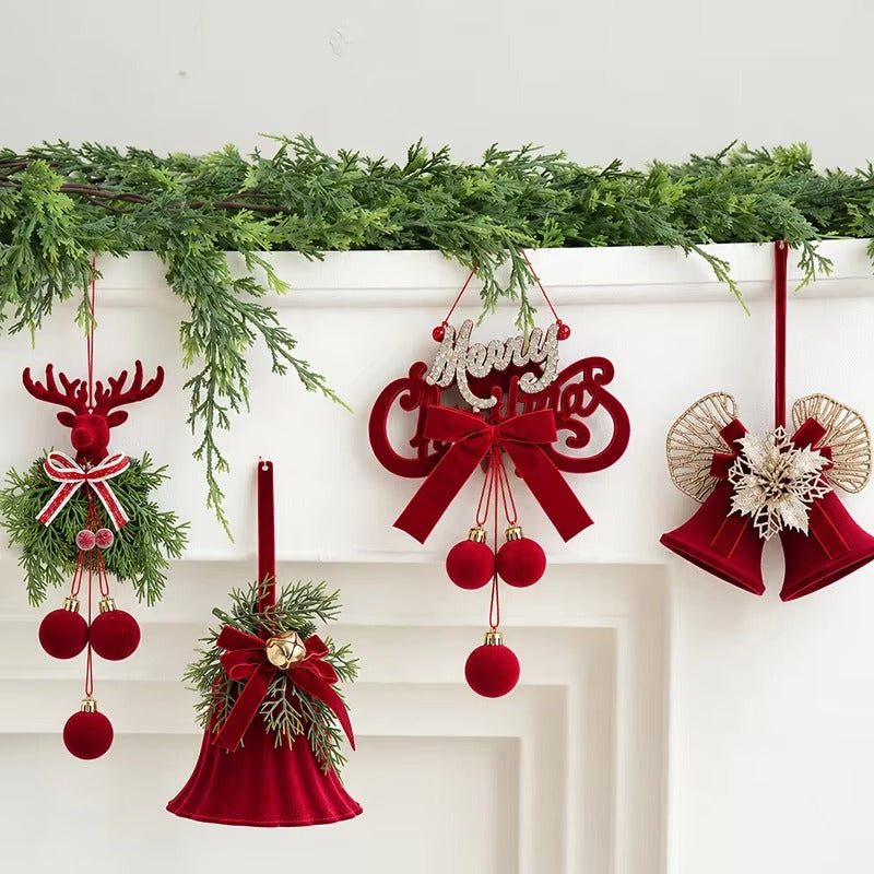 6PCS Luxury Red Velvet Christmas Balls Ornament Set