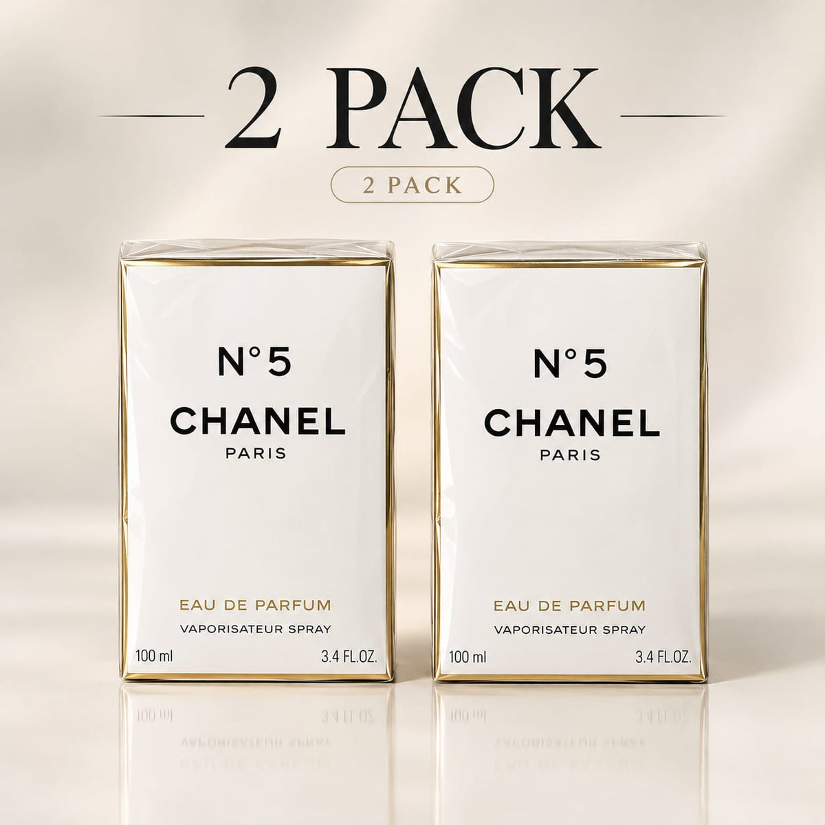 2 PACK - Chanel No 5 Eau de Parfum 100ml x 2 - 3.4 FL.OZ Each - N°5 CHANEL PARIS Vaporisateur Spray - For Women - Sealed