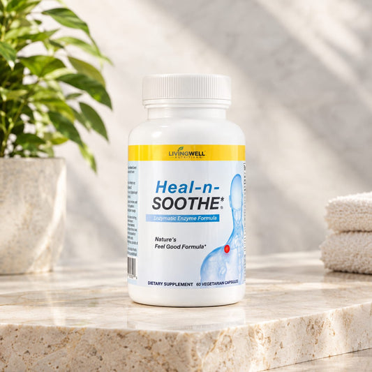 LivingWell Heal-n-Soothe - Enzymatic Enzyme Formula - Nature's Feel Good Formula - 60 Vegetarian Capsules
