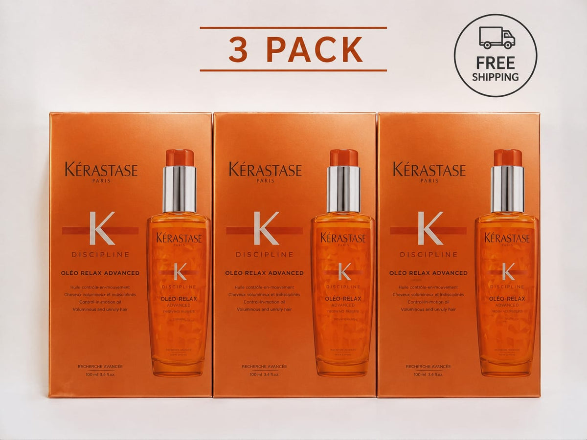 3 pack Kerastase Discipline Oleo Relax Advanced Hair Smoothing Oil 3.4oz /100ml
