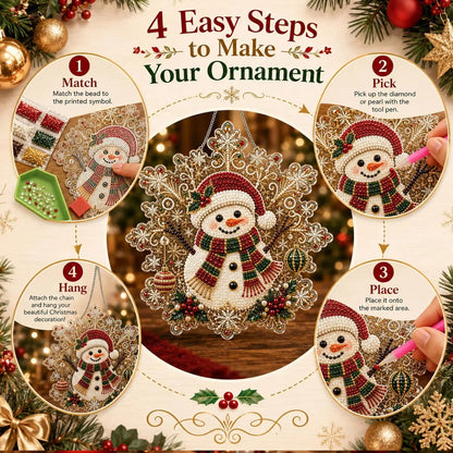 6 DIY Diamond Painting Snowman Christmas Ornament Kit