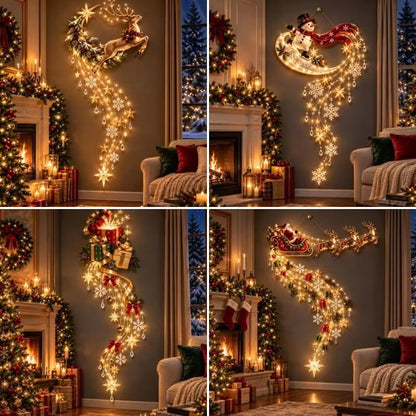 Christmas LED Wall Light Hanging Ornament Xmas Santa Reindeer Snowman Gift Home Party Decoration