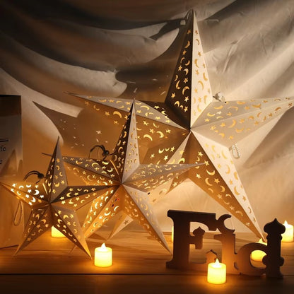 3PCS Paper Star Lantern Lights - Ramadan Eid and Christmas Decor