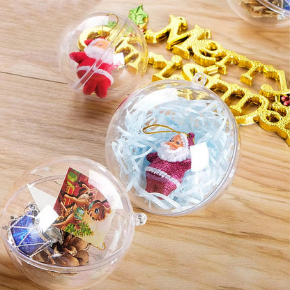 10PCS Clear Plastic Christmas Ball Ornaments - DIY Fillable Baubles