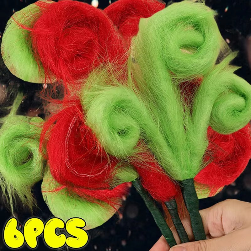 1/6x Green Red Furry Christmas Ornaments DIY Xmas Tree Large Simulated Branch Decor Home Festival Vase Wreath Decoration Supply