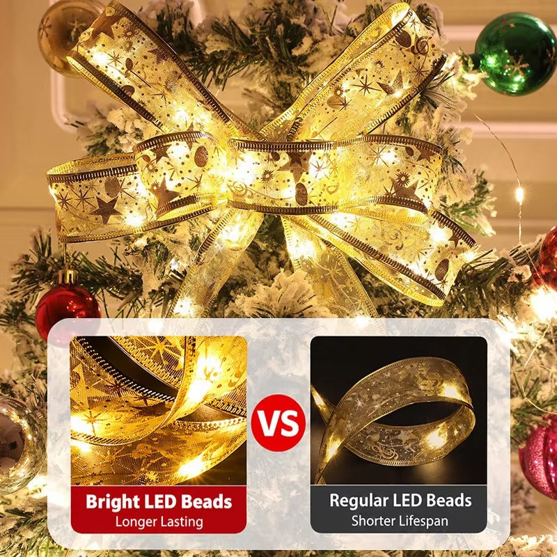 Christmas Decoration Xmas Tree LED Ribbon Lights home Ornaments Bows String Lights Home Decors New Year 2027