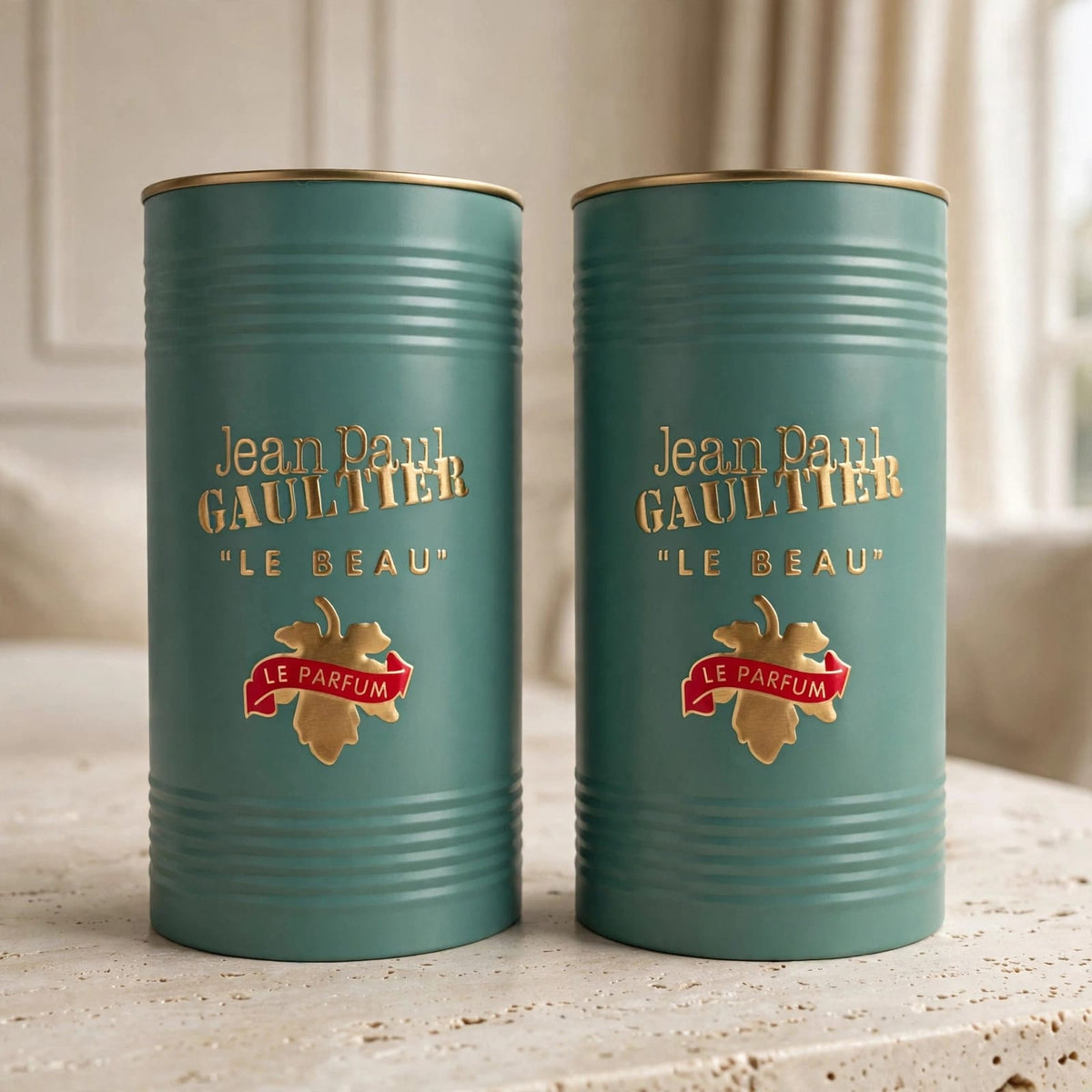 Jean Paul Gaultier Le Beau Le Parfum 125ml - 2 Pack | Intense Woody Amber Men's EDP | Iconic Tin Can