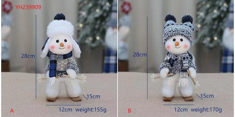 Plush doll Toy Cute Skiing Rocking Snowman Decorations Plush Toy Holiday Party House Gifts for Girl Birthday Gifts Boy Kids