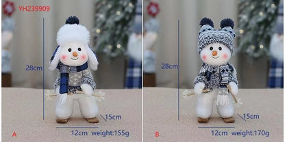 Plush doll Toy Cute Skiing Rocking Snowman Decorations Plush Toy Holiday Party House Gifts for Girl Birthday Gifts Boy Kids
