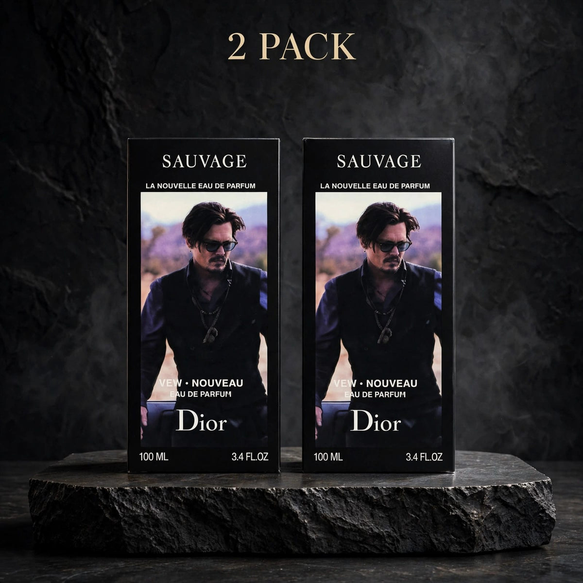 2 PACK - Dior Sauvage Eau de Parfum 100ML x 2 - 3.4 FL.OZ Each - La Nouvelle Eau de Parfum - Johnny Depp - For Men - Sealed