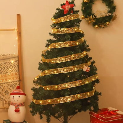 Christmas Decoration Xmas Tree LED Ribbon Lights home Ornaments Bows String Lights Home Decors New Year 2027