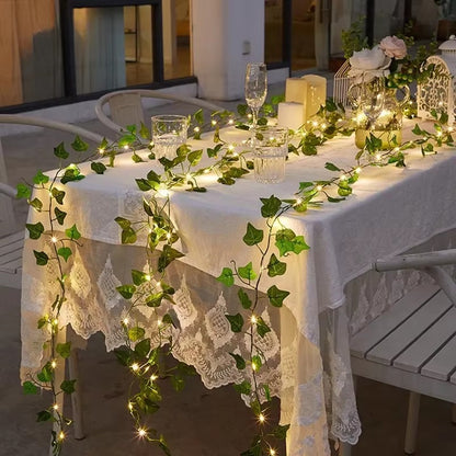 Green Leaf String Light Ivy Leaf Fairy Lights for Bedroom Party Festival Wedding Birthday Christmas Valentine's Day Decor
