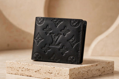 Louis Vuitton Monogram Shadow Bifold Wallet - Black Embossed Leather - LV Wallet with Box