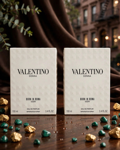 Valentino Donna Born In Roma Ivory EDP 100ml - 2 Pack | White Floral Vanilla Luxury Perfume For Women | 200ml Value